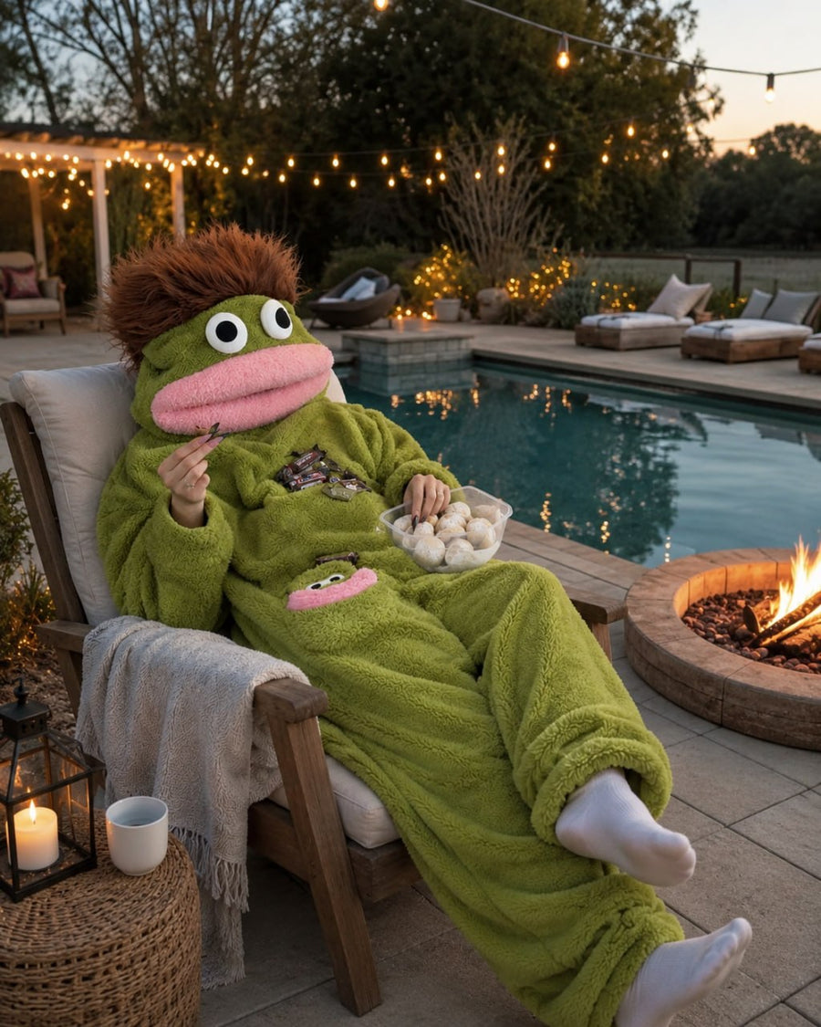 Funny Puppet Plush Onesie | Cozy Full-Body Costume Zip-Up