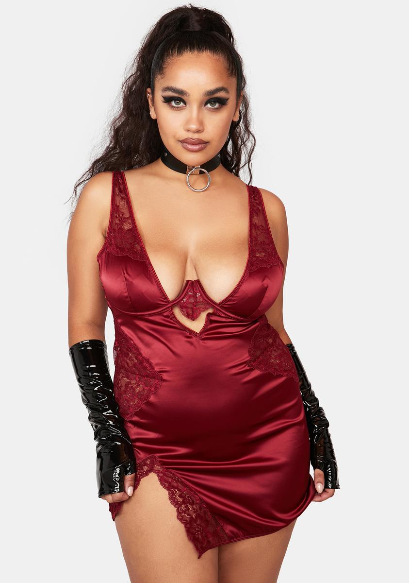 Plus Allegra Satin And Lace Babydoll