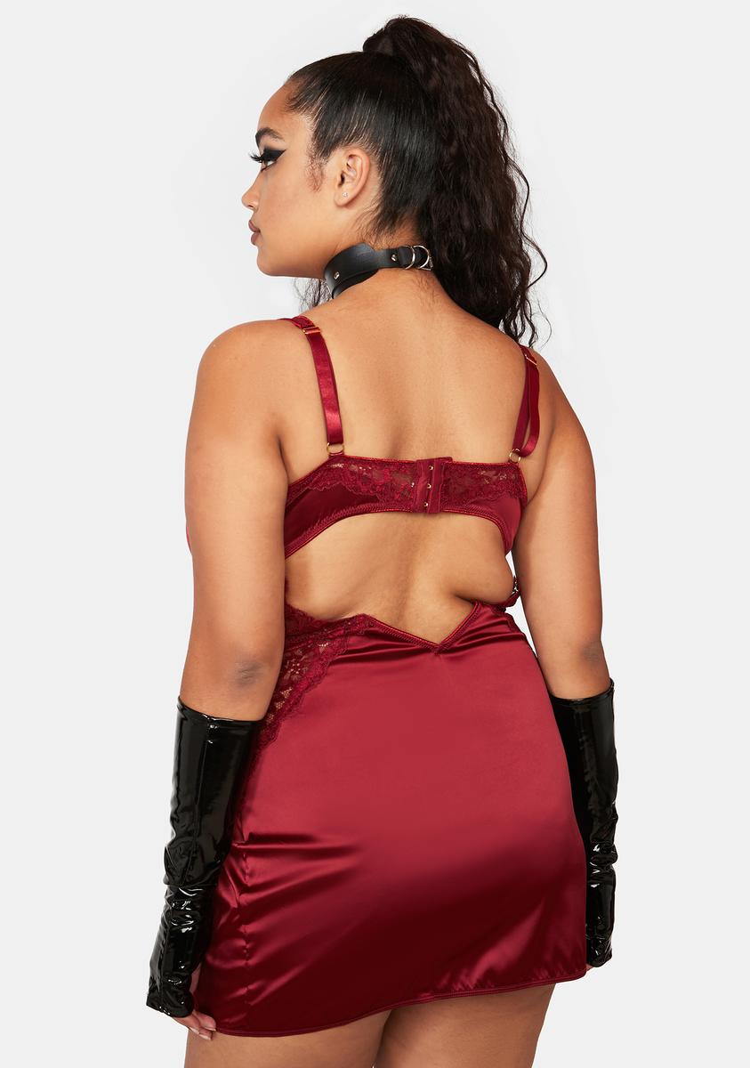 Plus Allegra Satin And Lace Babydoll