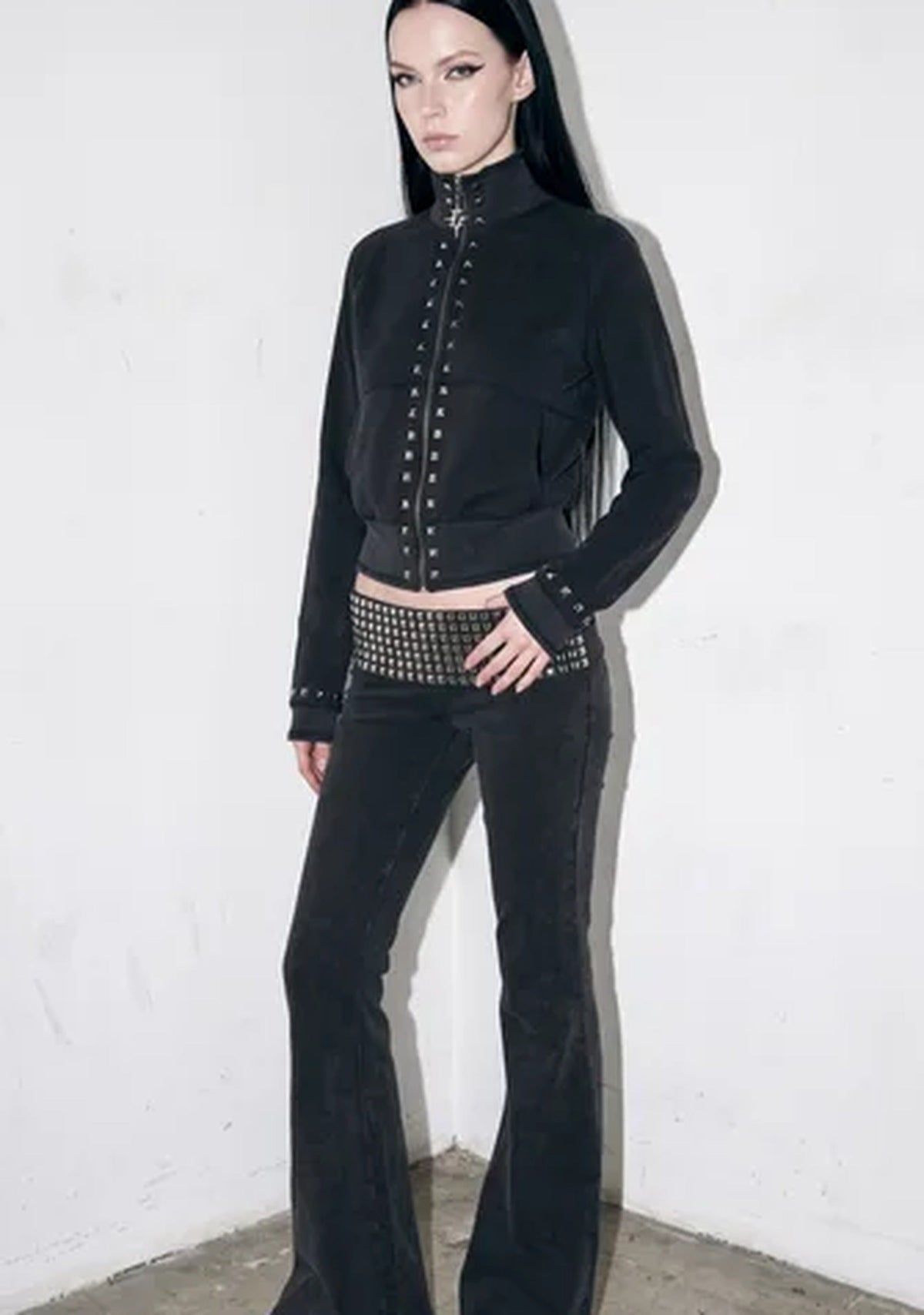 Reloop Studded Fold Over Flare Yoga Pants