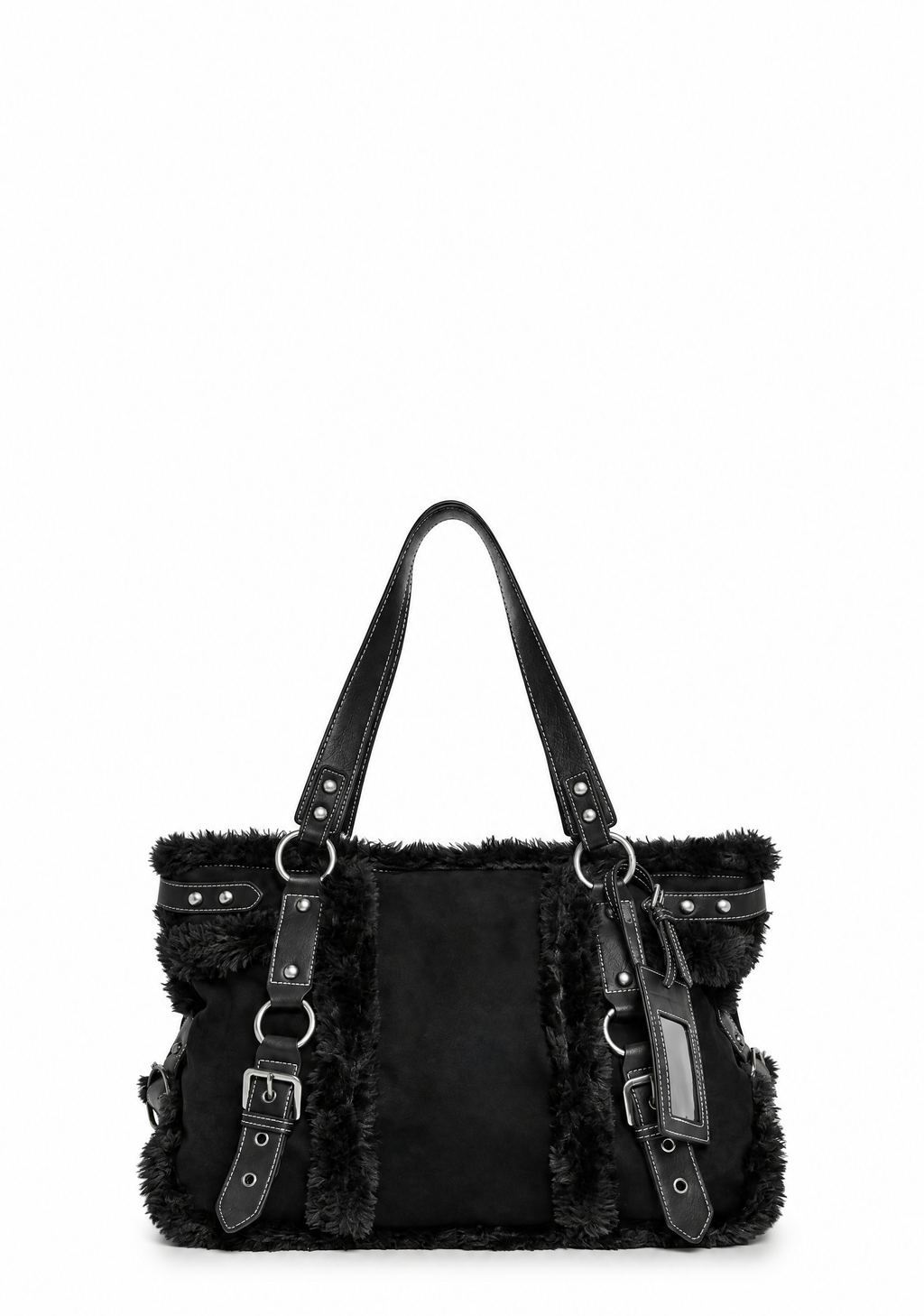 Modern Trends Fur Tote Bag - Black