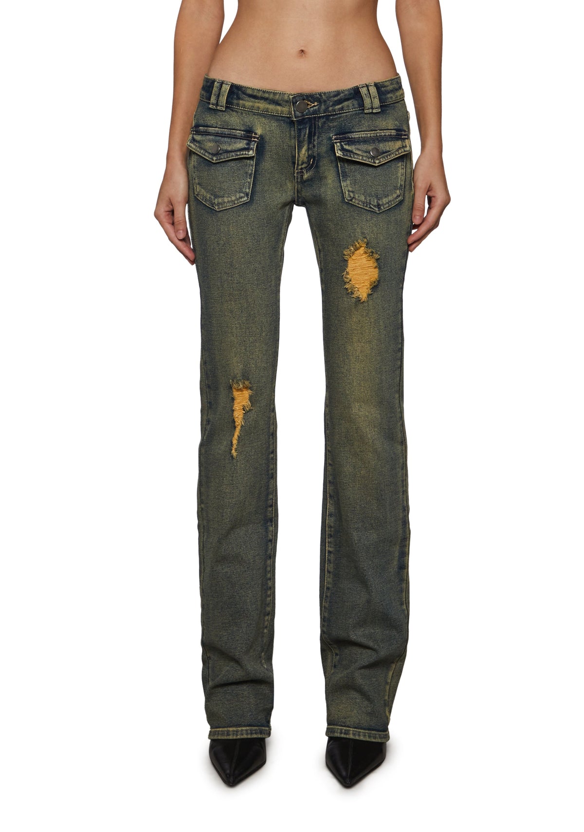 Maddie Low Rise Jeans - Distressed