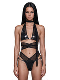Reloop Silver Mesh Wrap Festival Lingerie Set
