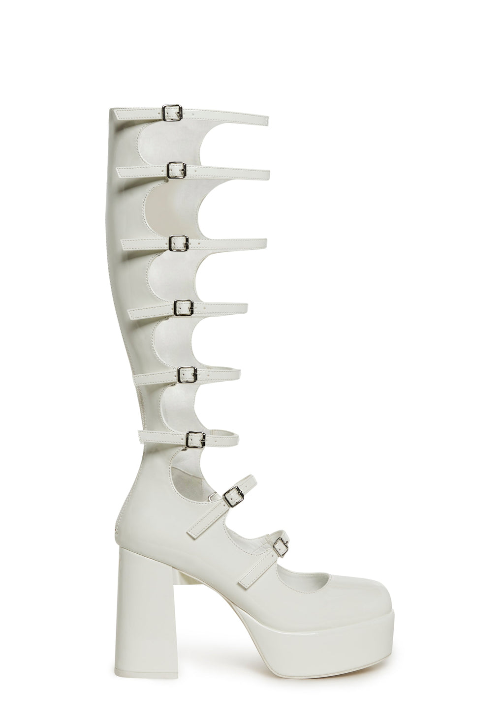 Modern Romance Knee High Platform Maryjane - White