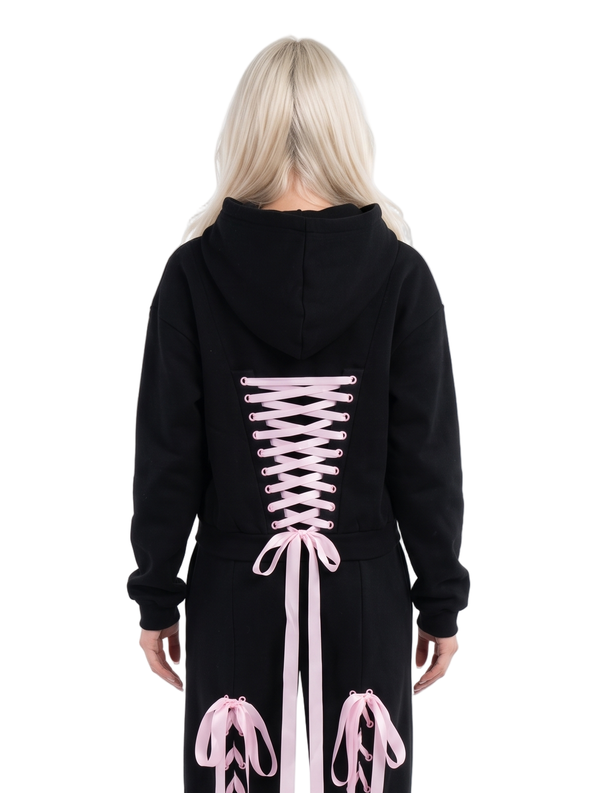 Soft Romance Lacing Bow Hoodie