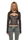 Total Siren Lace Corset Long Sleeve Top