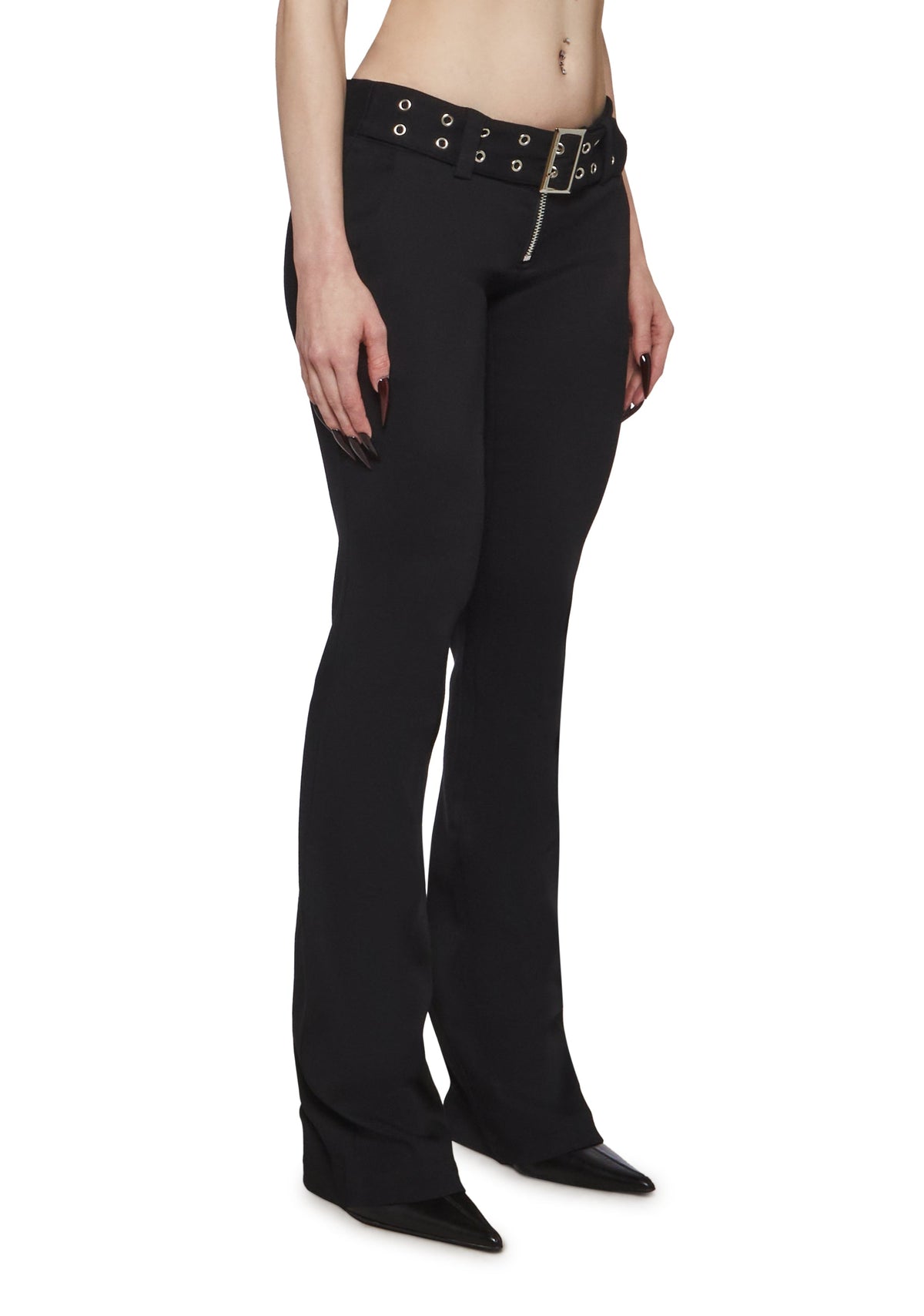 Lisa Low Rise Pants with Grommet Belt