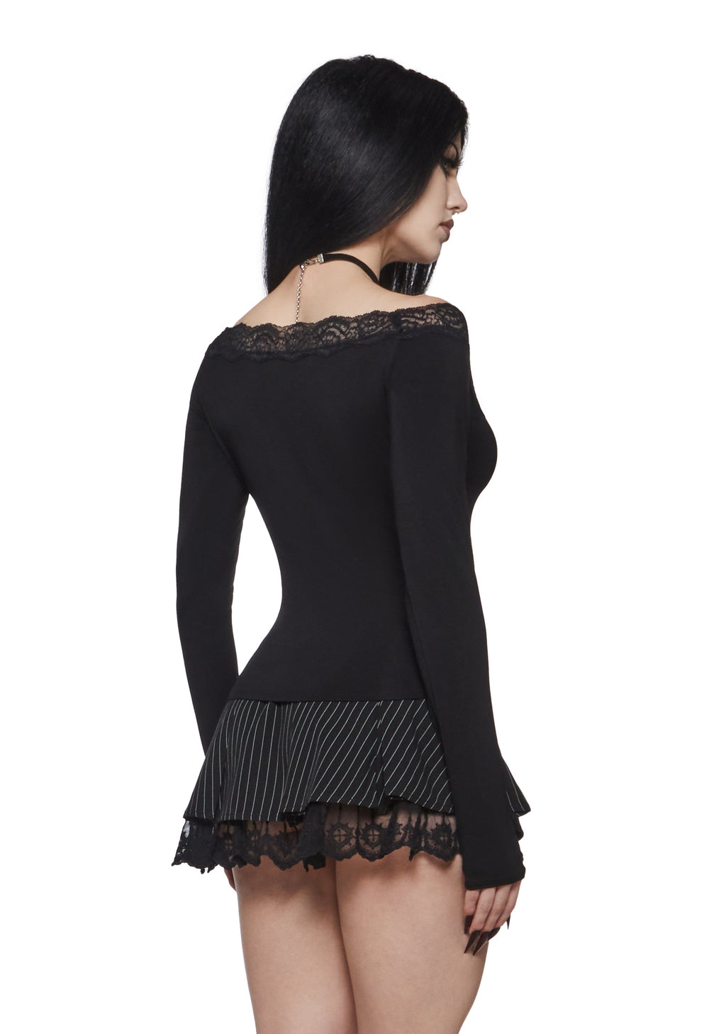 Bonnie Lace Trim Long Sleeve Top
