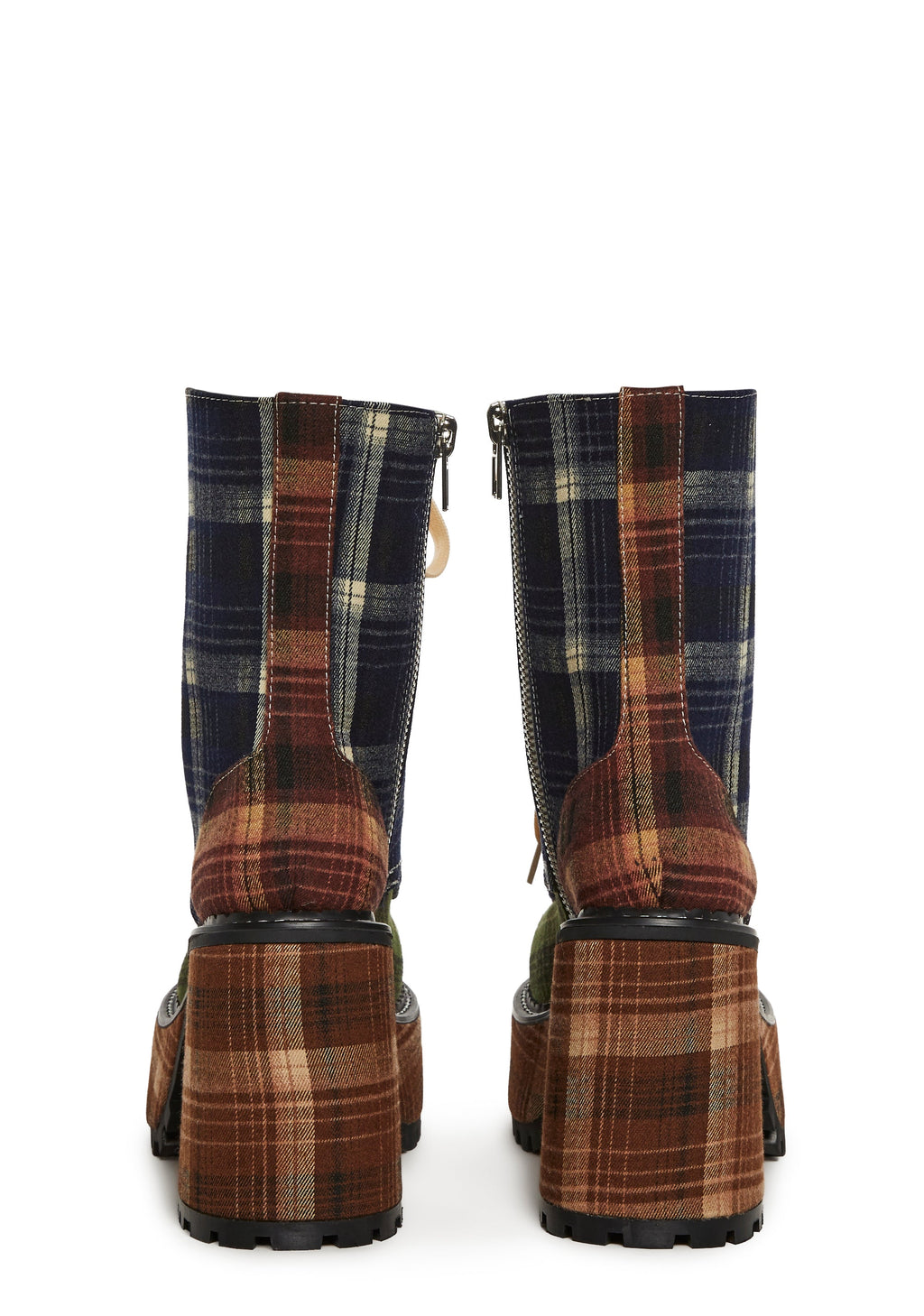 Academy Punk Plaid Boots - Brown
