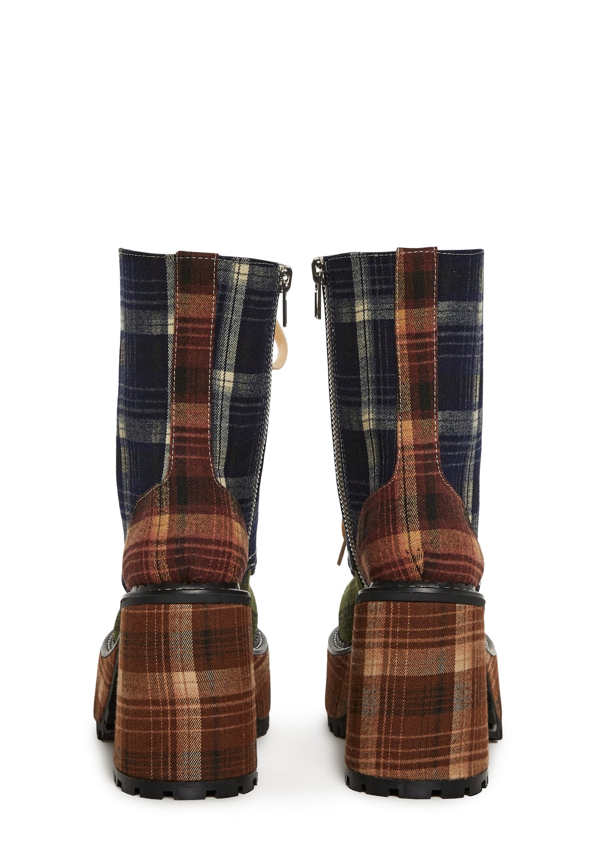 Academy Punk Plaid Boots - Brown