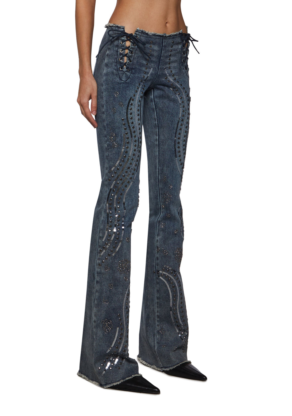 Tina Embellished Pants - Denim