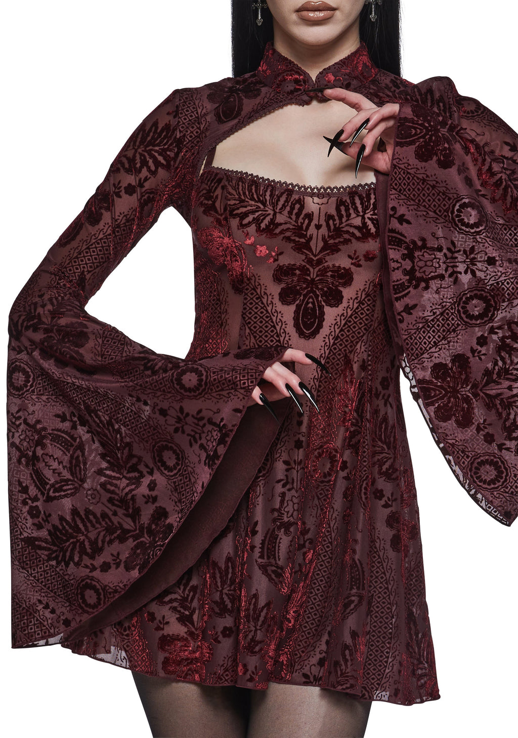 Druid’s Sister Mini Dress And Shrug Set - Wine