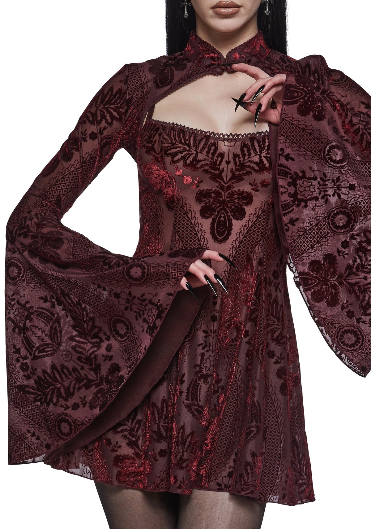 Druid’s Sister Mini Dress And Shrug Set - Wine