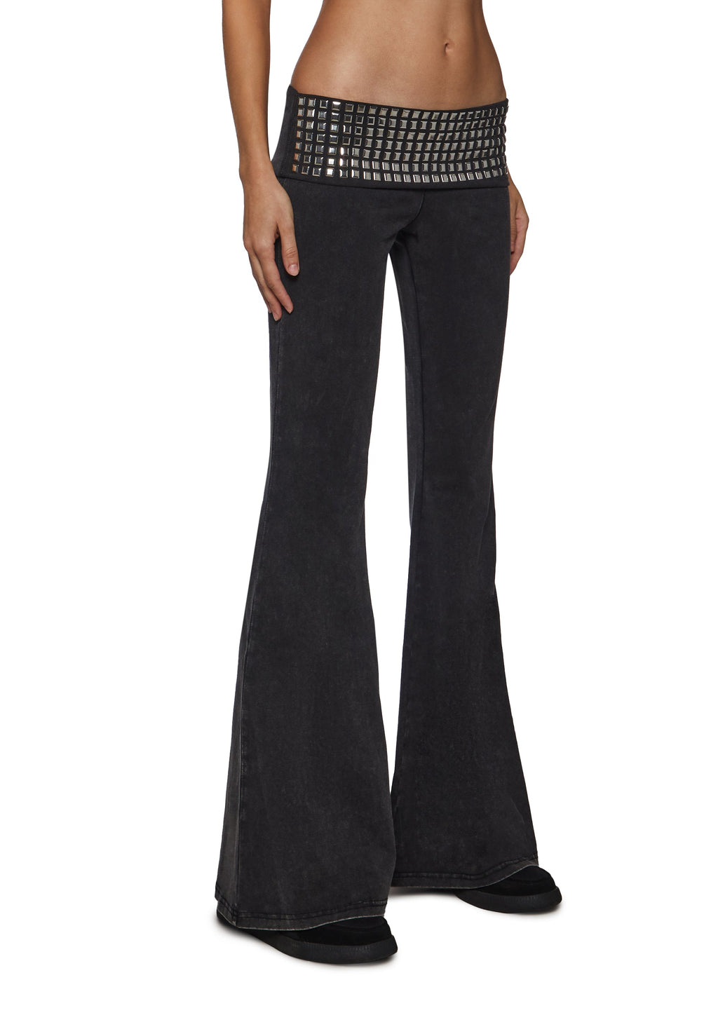 Reloop Studded Fold Over Flare Yoga Pants