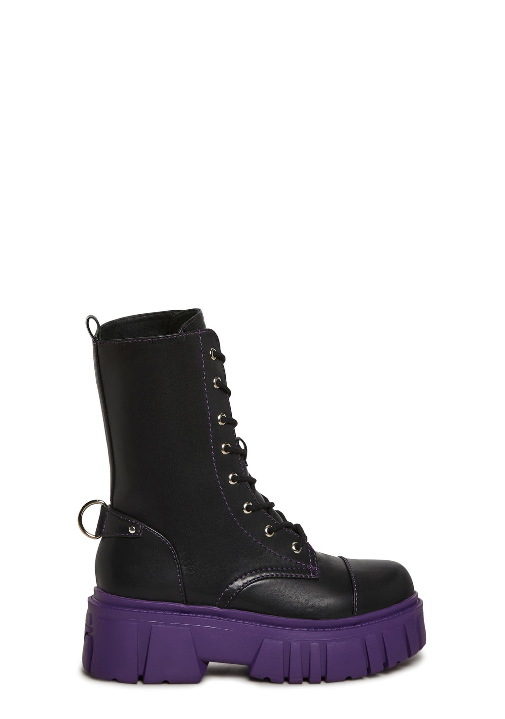 Devil Games Mismatch Combat Boots - Plum