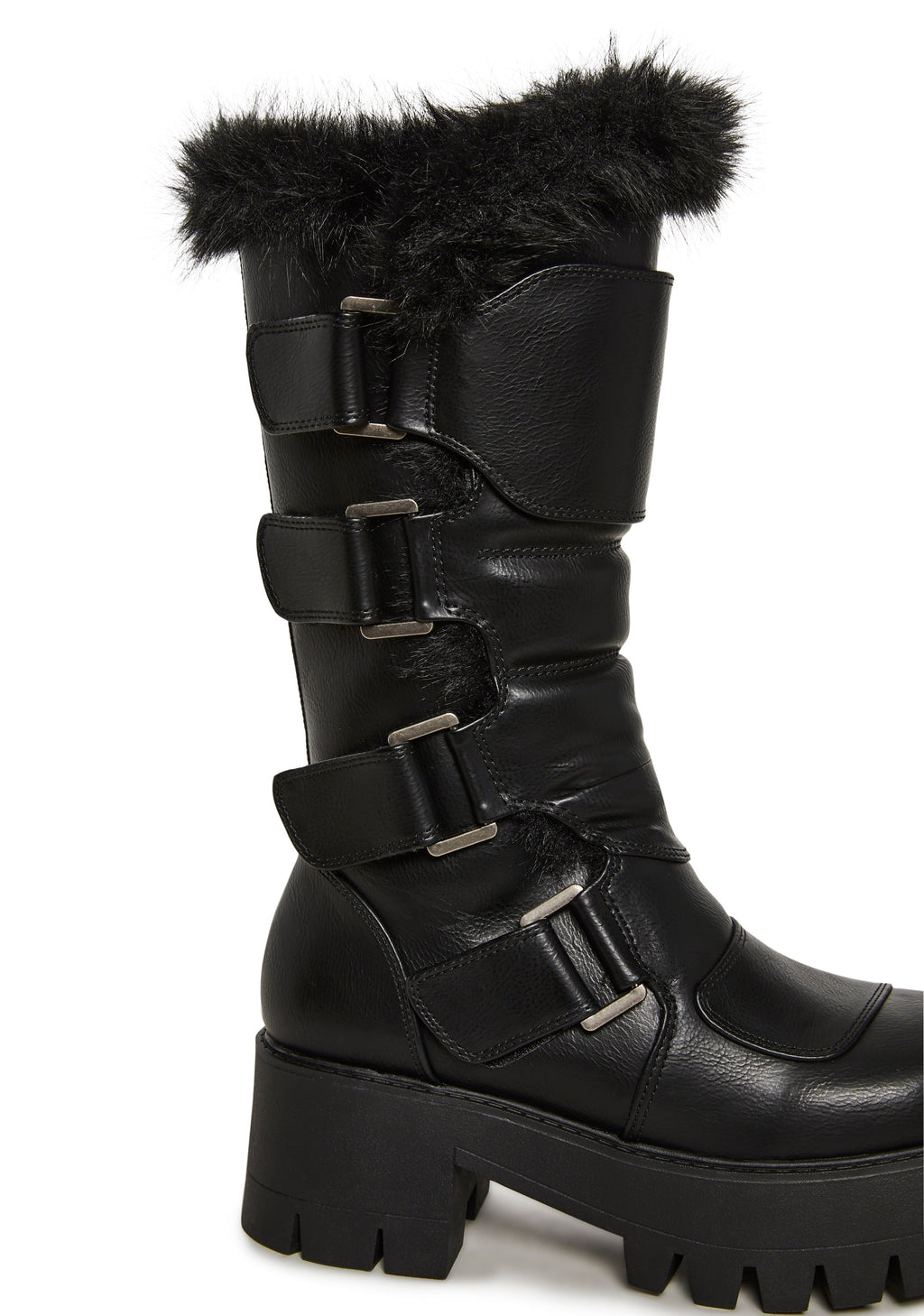 Warp Combat Platform Boots - Fur