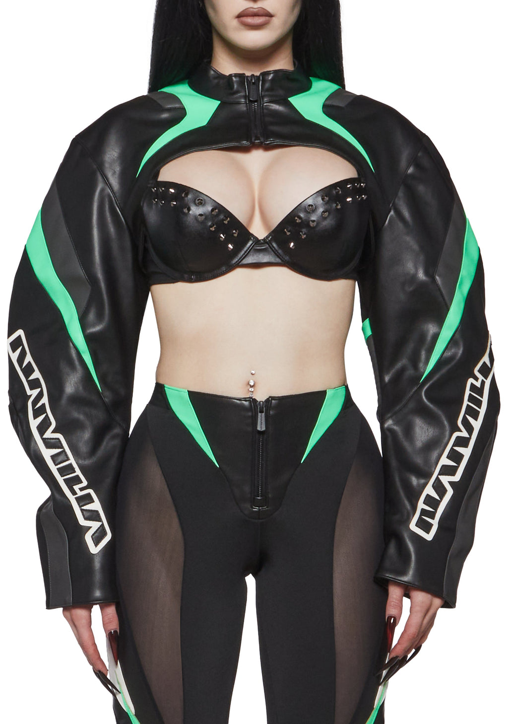 XTC Leather Choker Jacket - Green