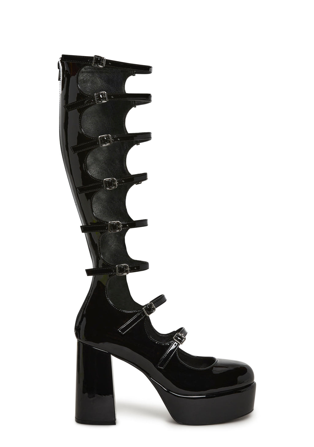 Modern Romance Knee High Platform Maryjane - Black