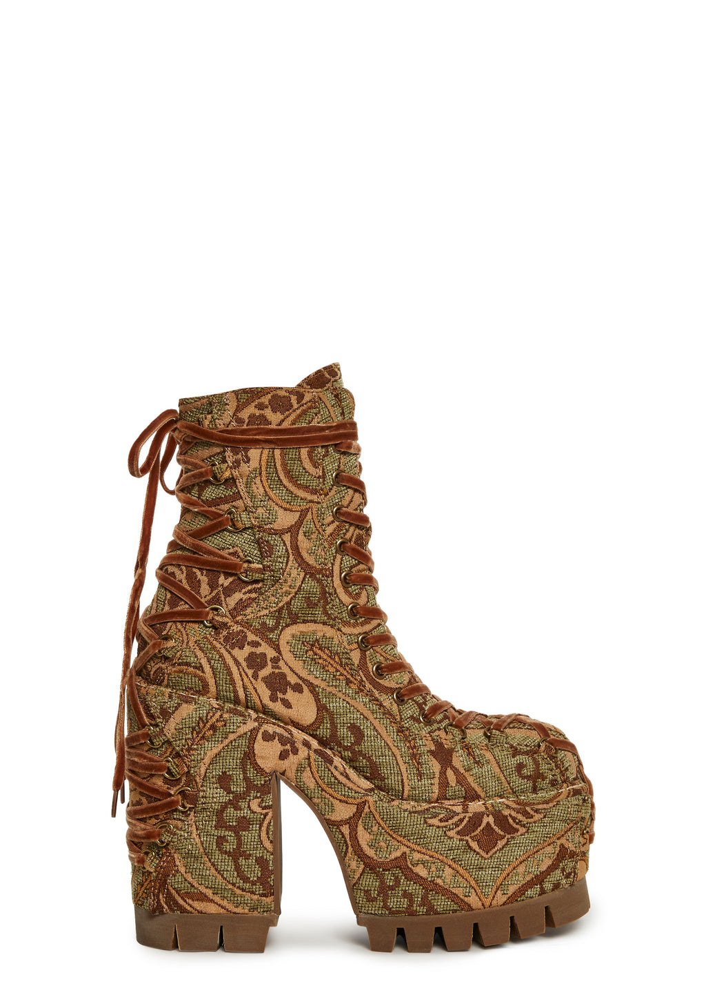 Woodland Lucid Dream Corset Boots - Jacquard