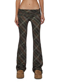 Sable Plaid Fold Over Flare Yoga Pants