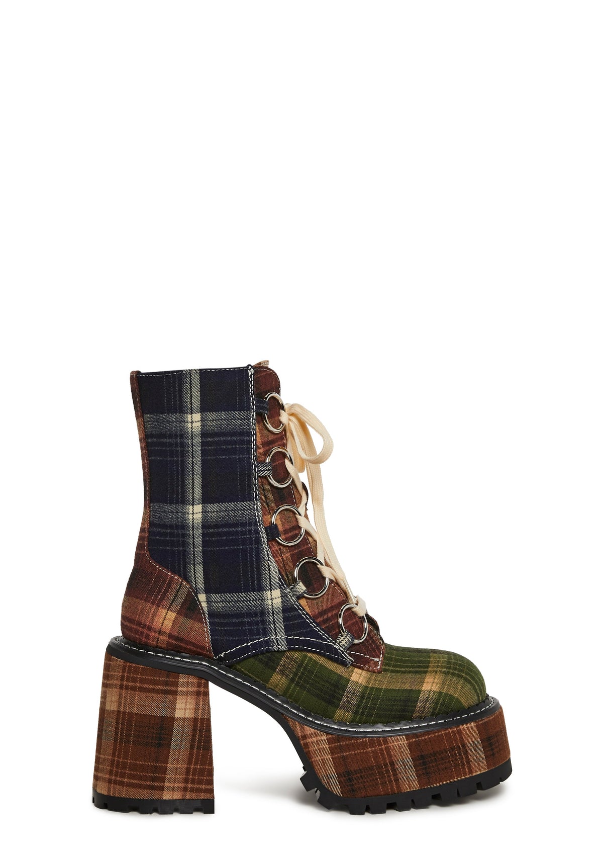 Academy Punk Plaid Boots - Brown