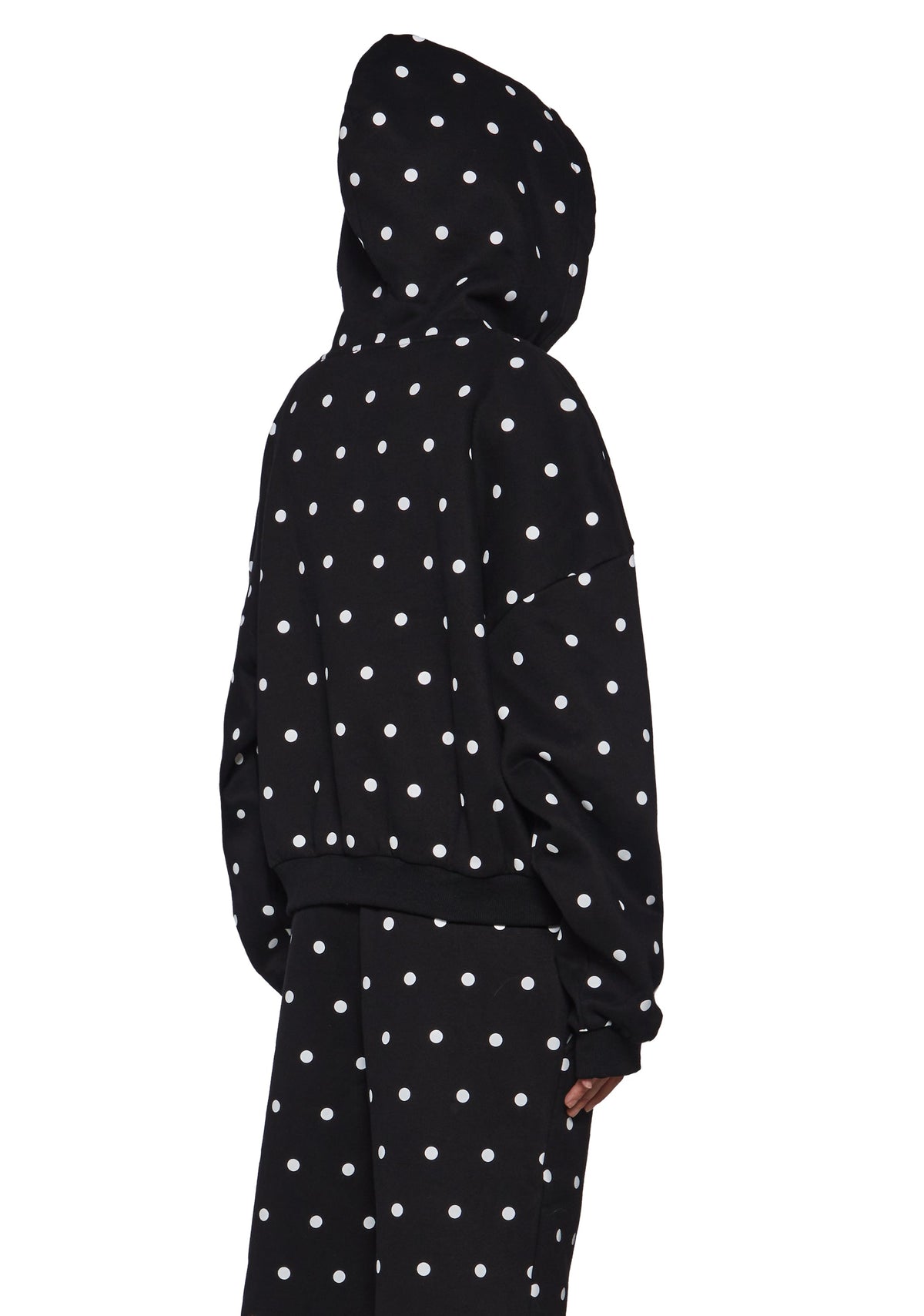 Polka Dot Oversize Zip Sweatshirt