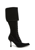 Victorian Cuff Knee High Boot - Black