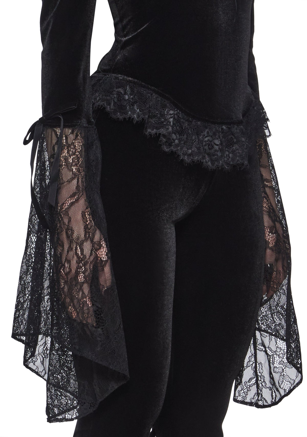 Full Vampire Velvet Long Sleeve Blouse - Black