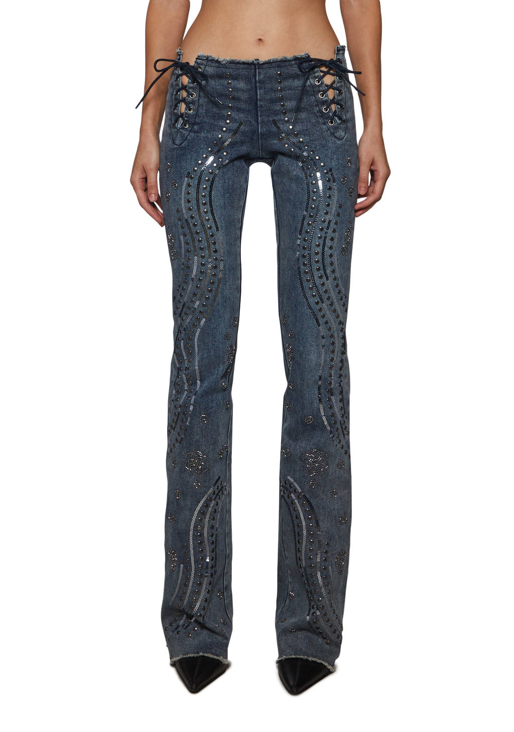Tina Embellished Pants - Denim