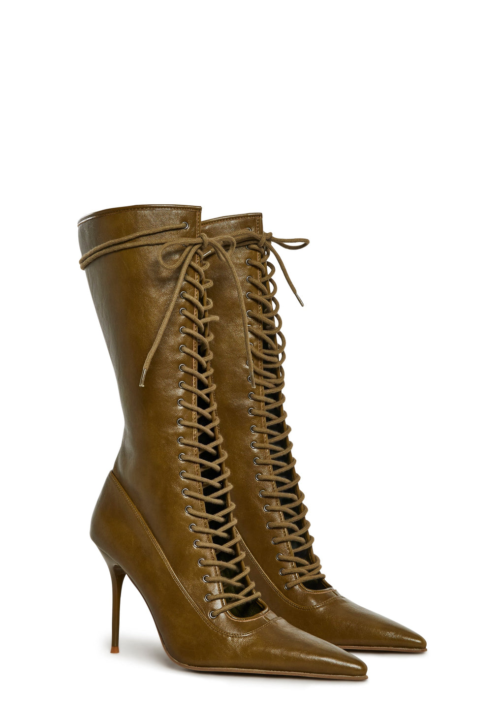 Scandalous Seduction Heeled Boots - Olive