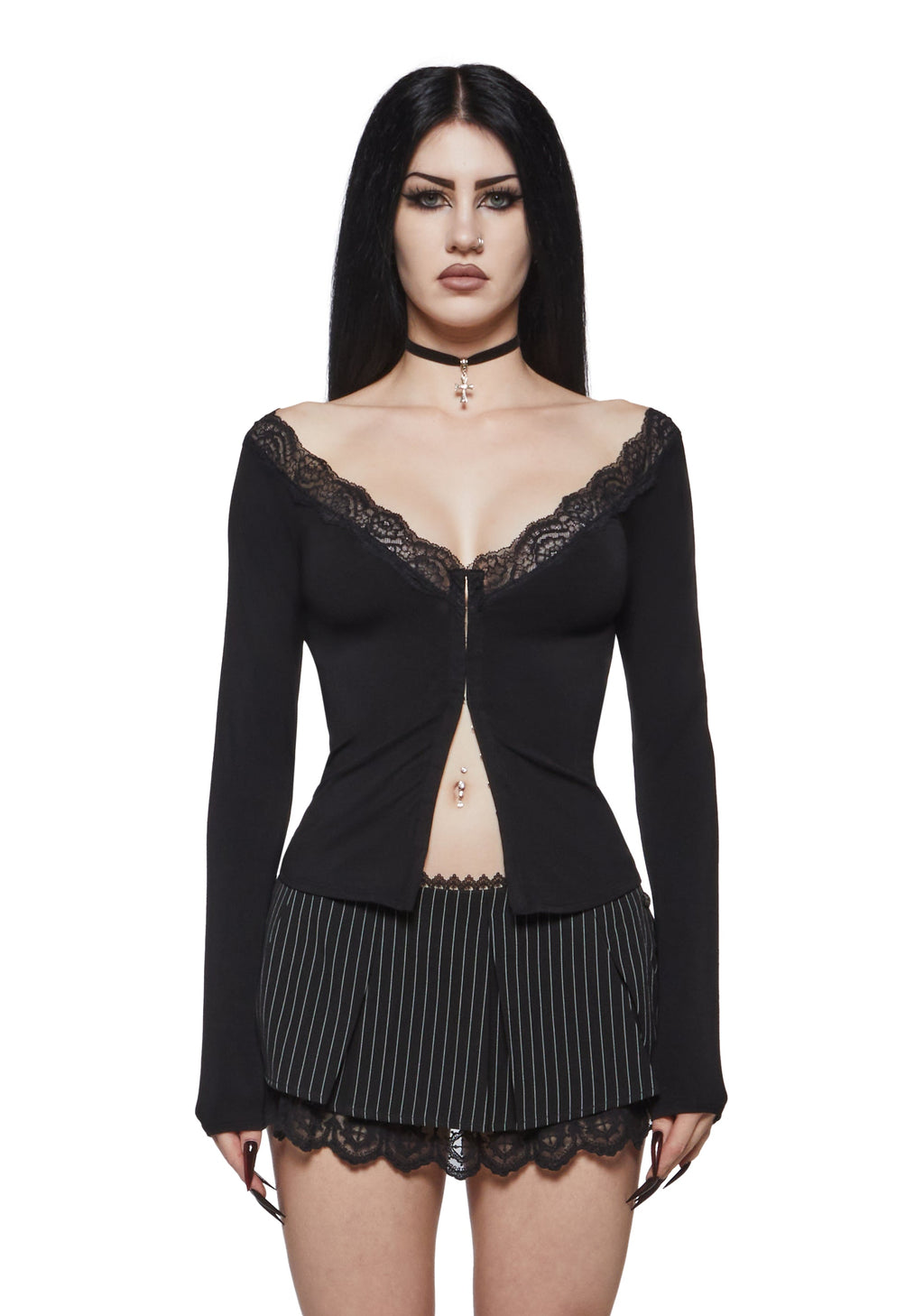 Bonnie Lace Trim Long Sleeve Top