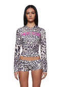 Logo Fitted Leopard Zip Hoodie