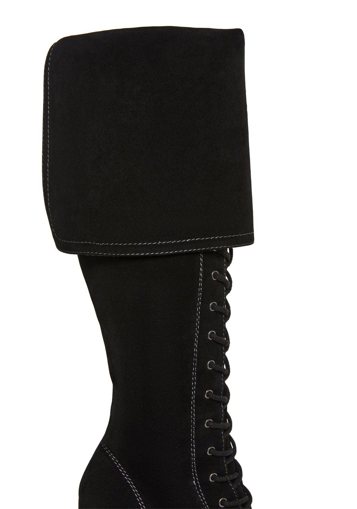 Victorian Cuff Knee High Boot - Black
