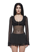 Nancy Mesh Long Sleeve Ruffle Top