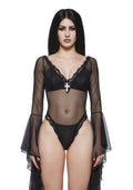 Rochelle Mesh Bell Sleeve Bodysuit