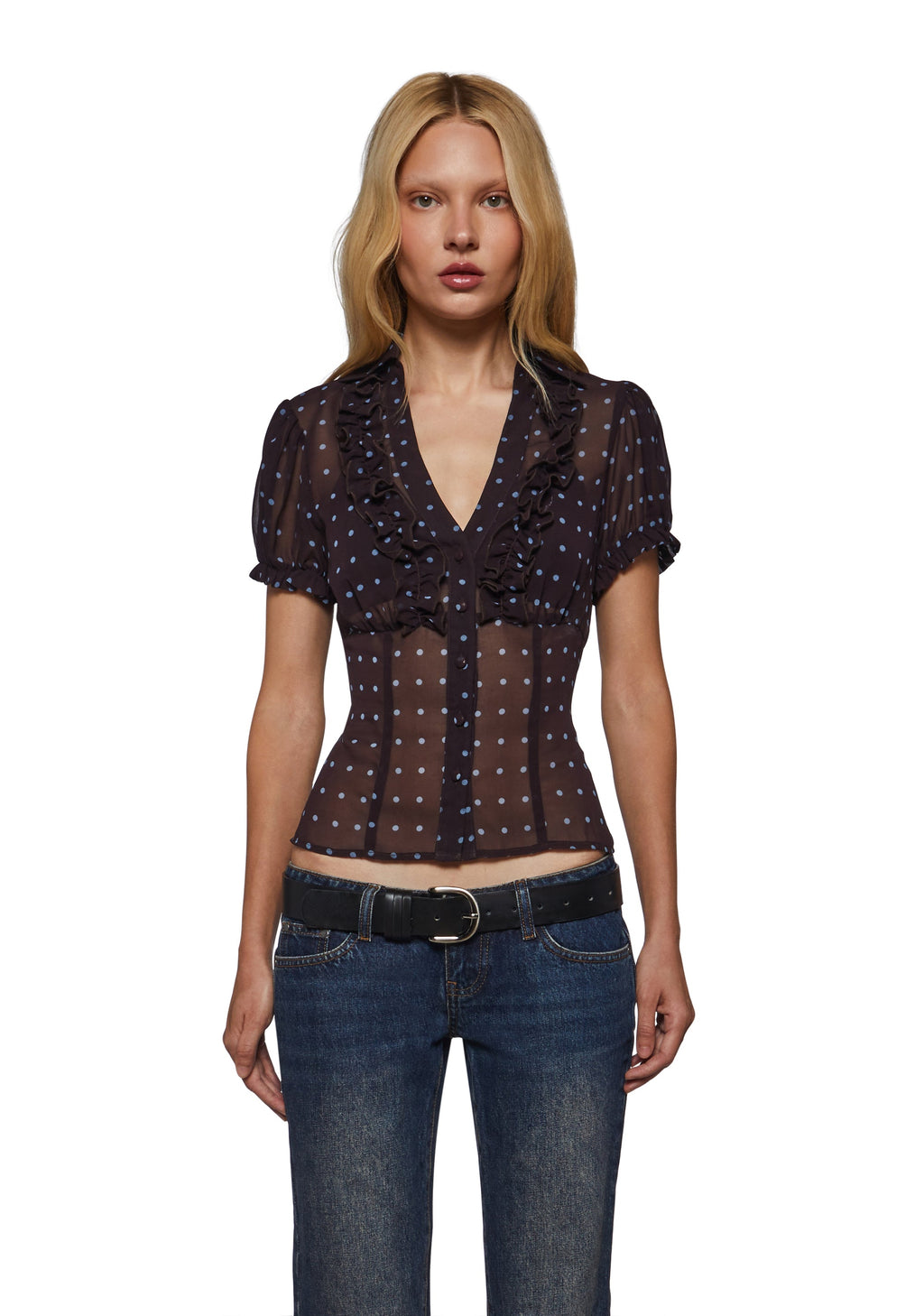 Clare Polka dot Short Sleeve Blouse
