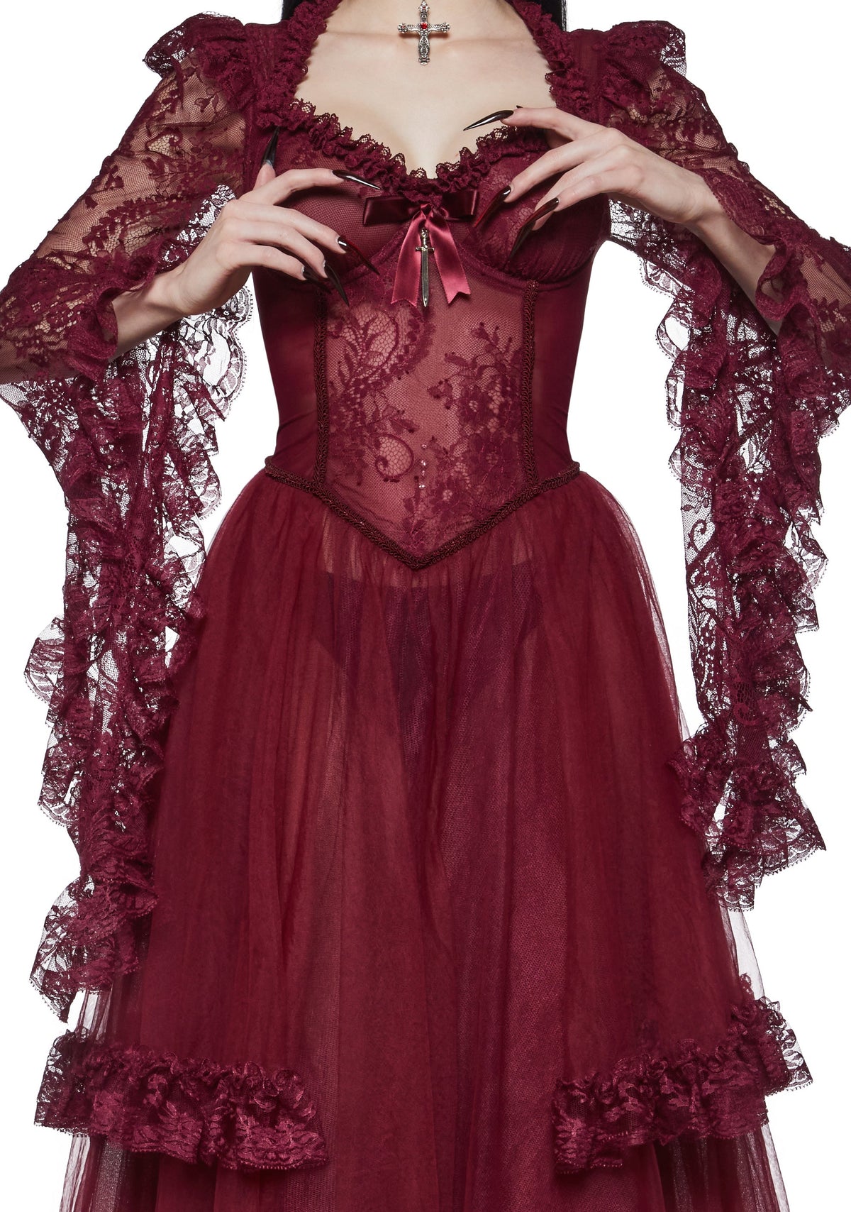 Dance With Death Maxi Dress - Burgundy