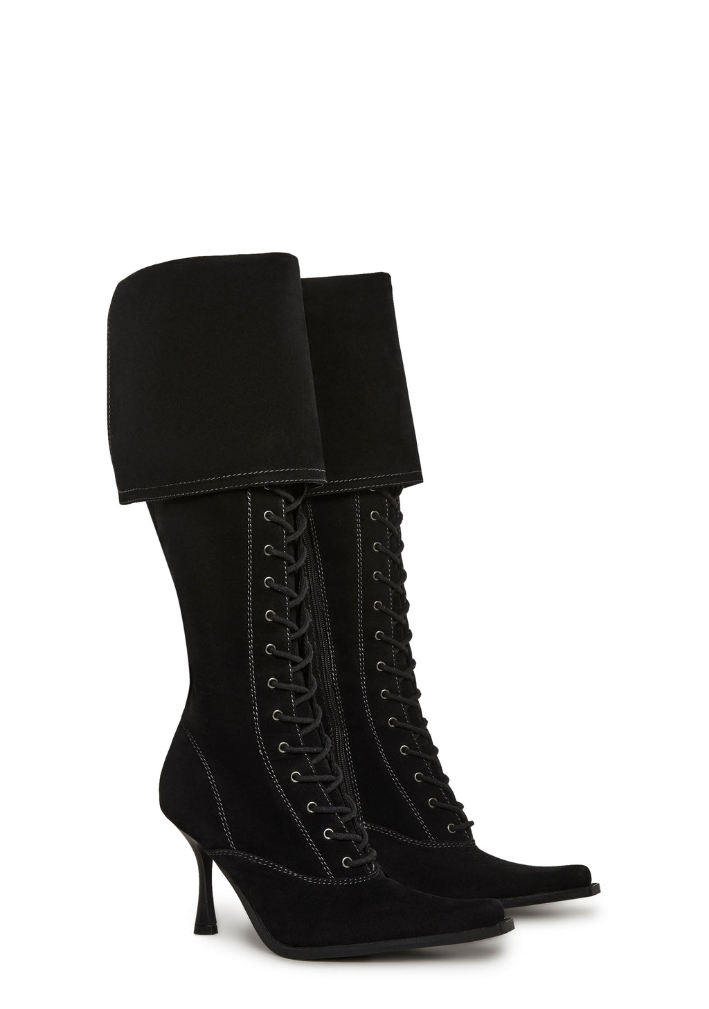 Victorian Cuff Knee High Boot - Black