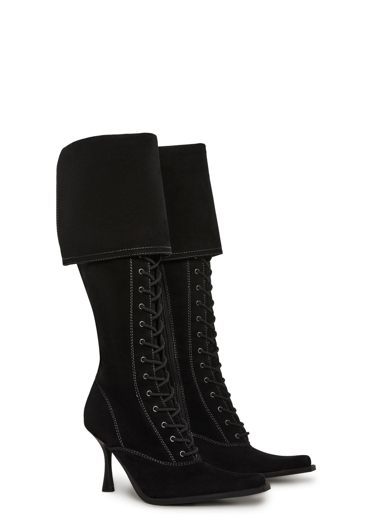 Victorian Cuff Knee High Boot - Black