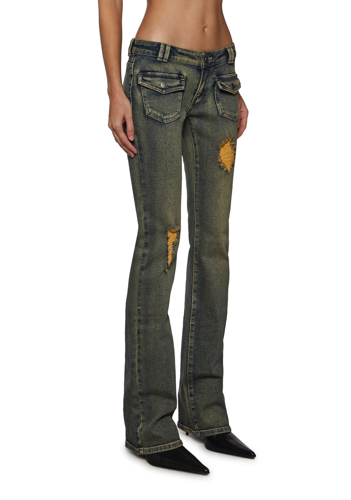 Maddie Low Rise Jeans - Distressed