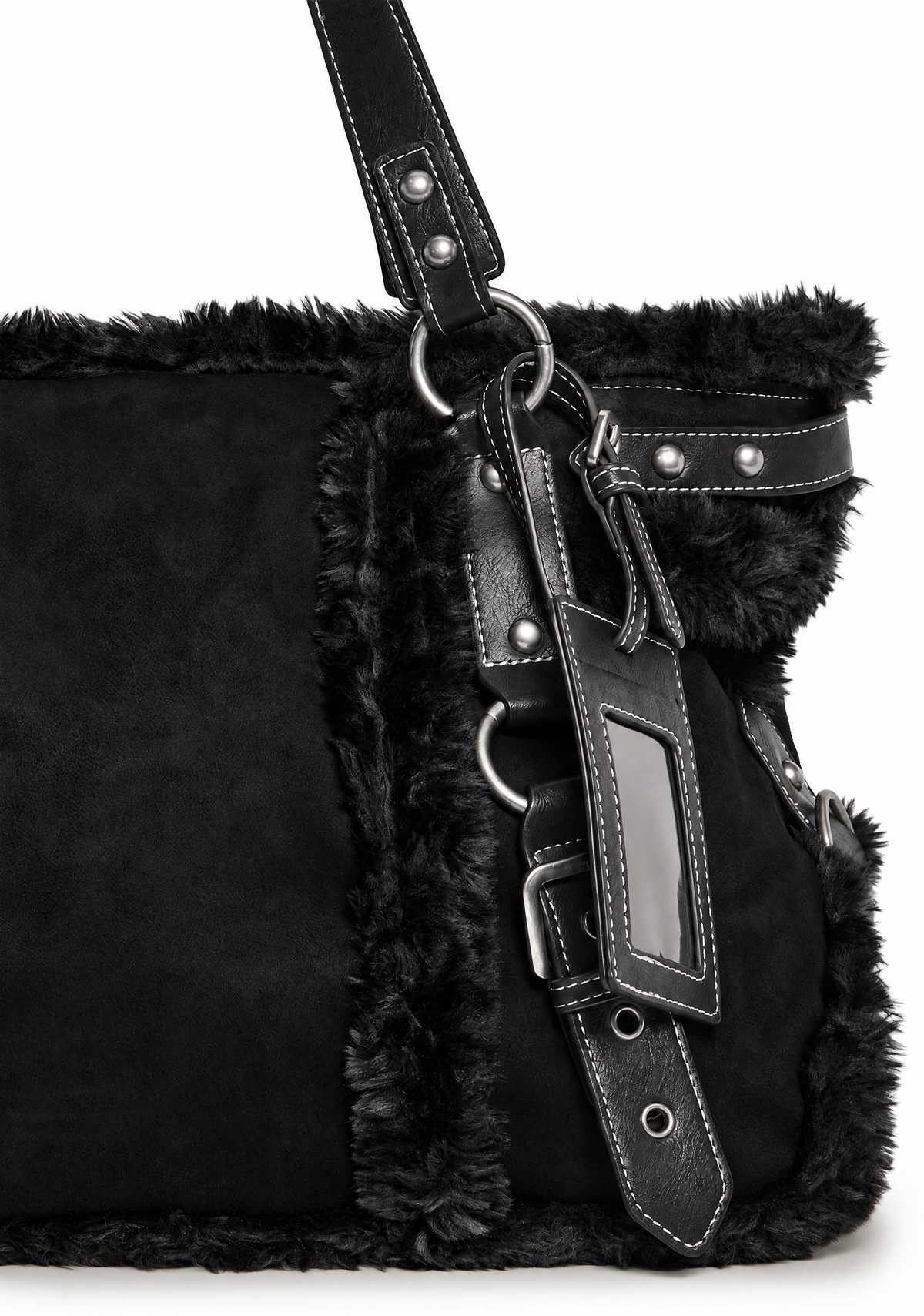 Modern Trends Fur Tote Bag - Black