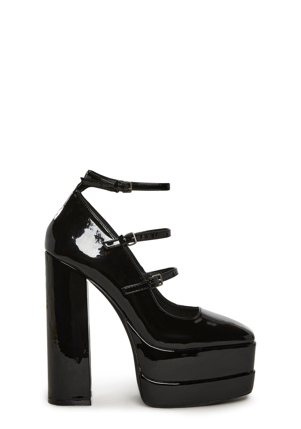 Triple Threat Mary Jane Platform Heels - Black