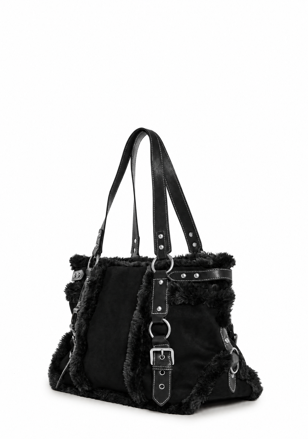 Modern Trends Fur Tote Bag - Black