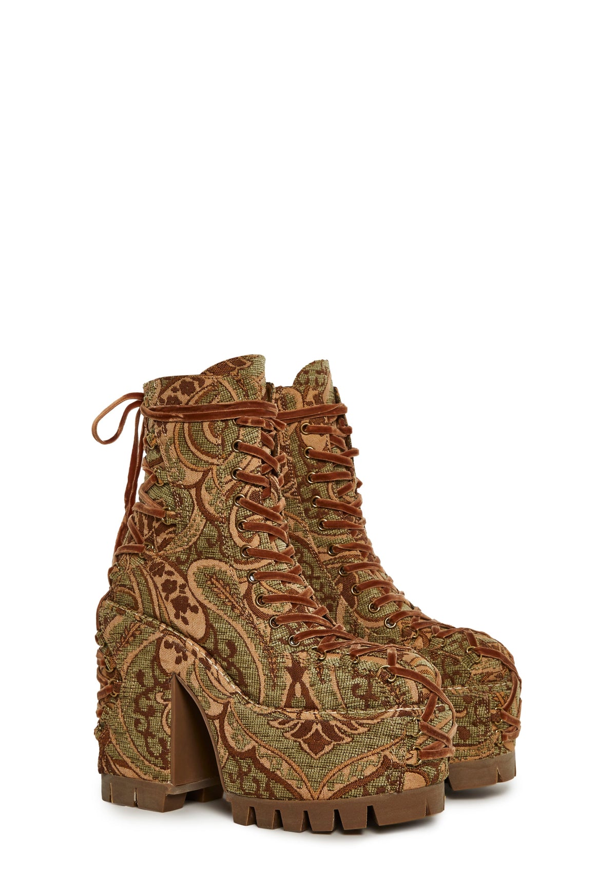 Woodland Lucid Dream Corset Boots - Jacquard