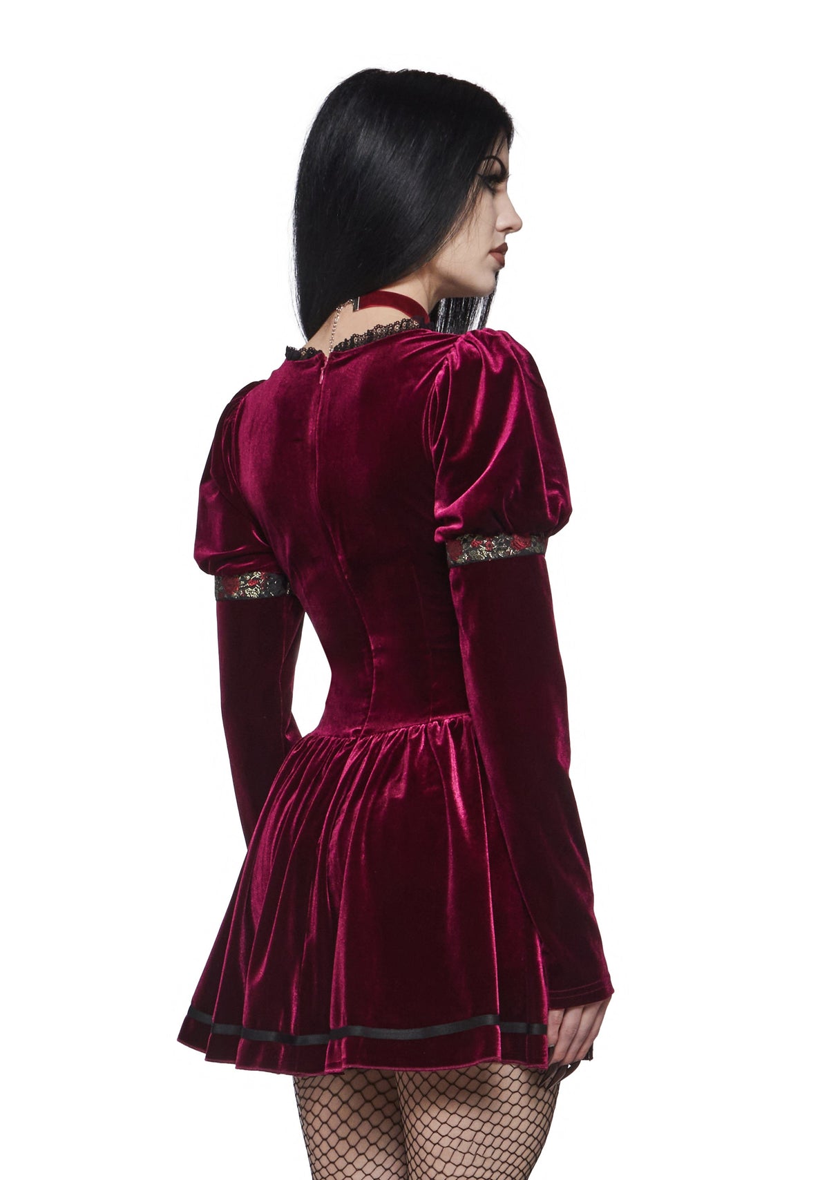 Valcourt Burgundy Velvet Corset Mini Dress
