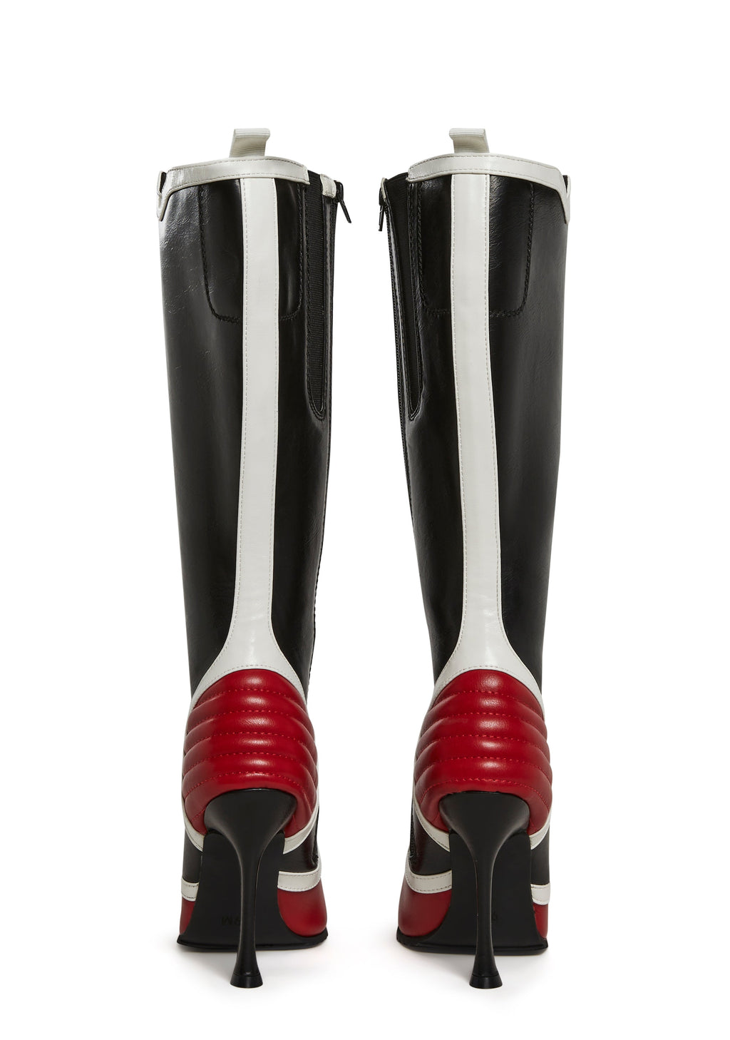 Motorcrossed Knee High Boots - Red