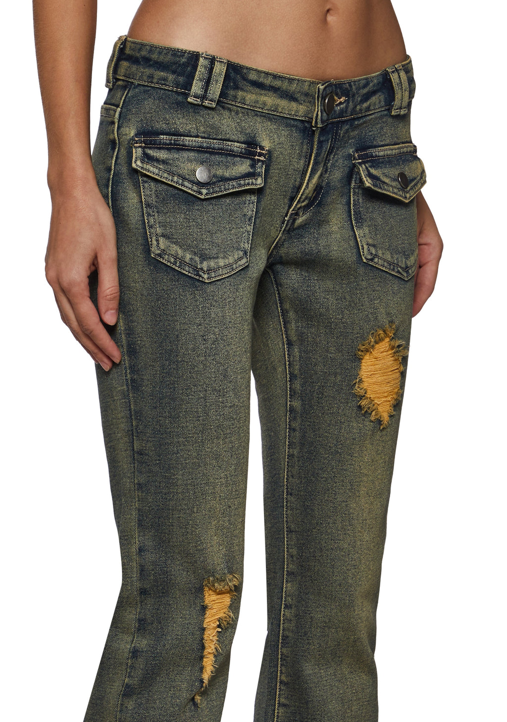 Maddie Low Rise Jeans - Distressed