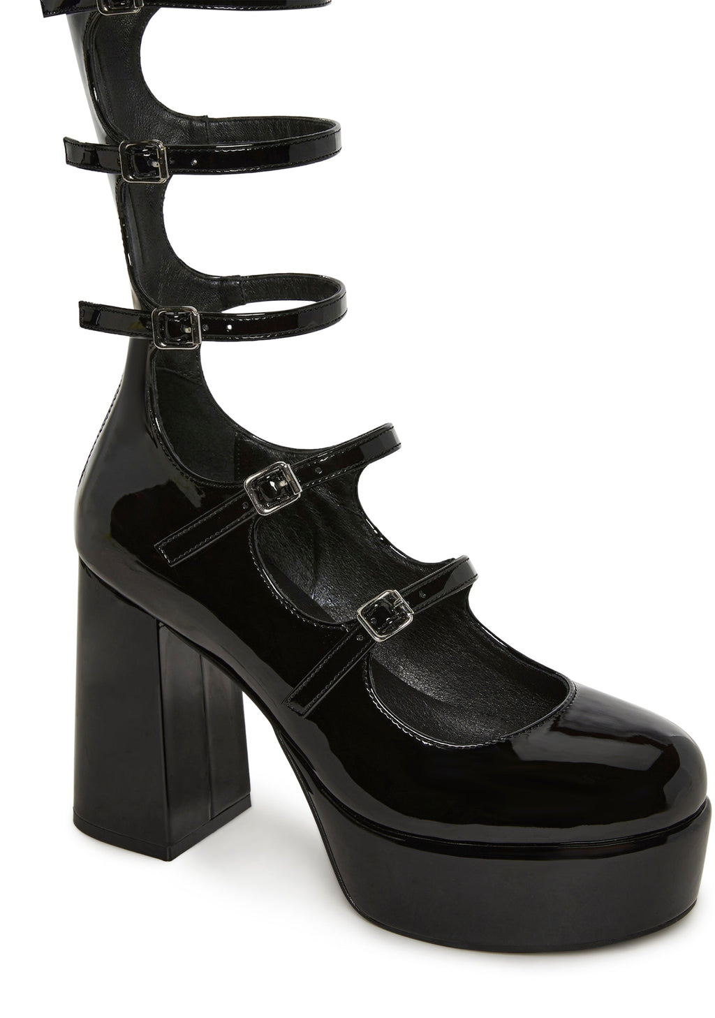 Modern Romance Knee High Platform Maryjane - Black
