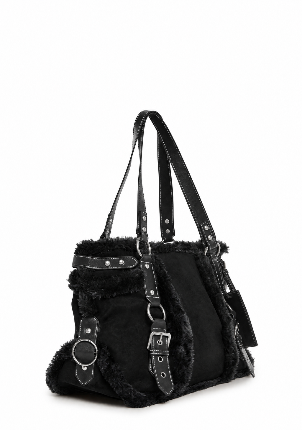 Modern Trends Fur Tote Bag - Black