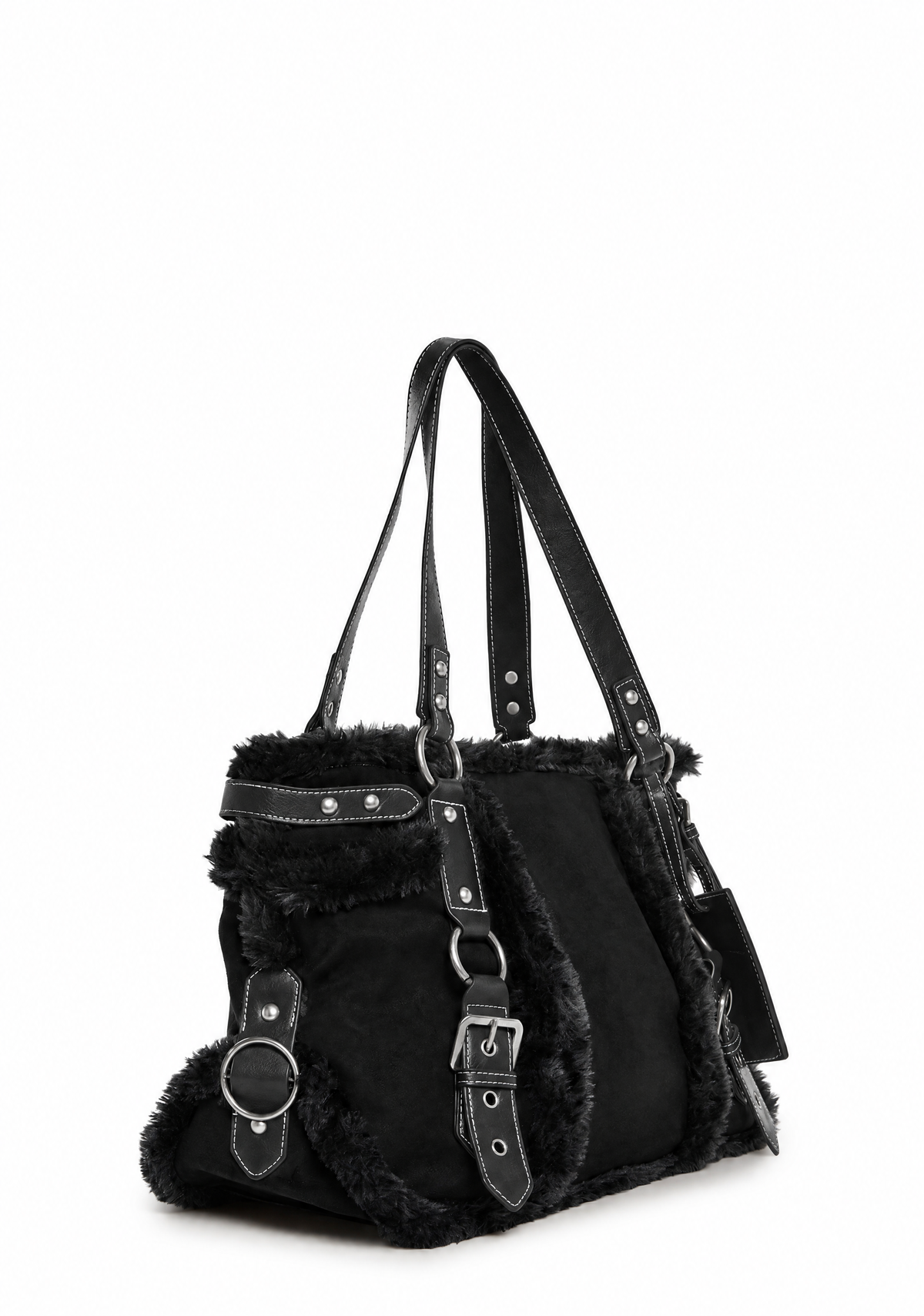 Modern Trends Fur Tote Bag - Black